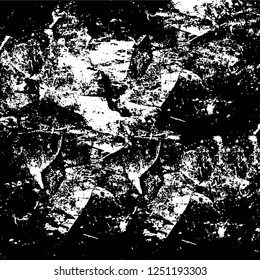 Grunge overlay layer. Abstract black and white vector background. Monochrome vintage surface with dirty pattern in cracks, spots, dots. Old painted wall in dark horror style design