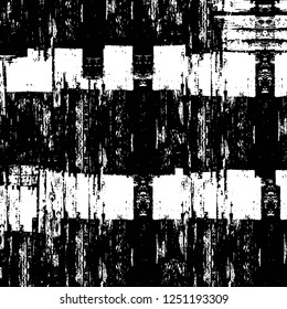 Grunge overlay layer. Abstract black and white vector background. Monochrome vintage surface with dirty pattern in cracks, spots, dots. Old painted wall in dark horror style design