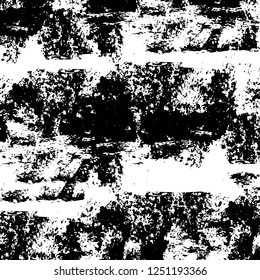 Grunge overlay layer. Abstract black and white vector background. Monochrome vintage surface with dirty pattern in cracks, spots, dots. Old painted wall in dark horror style design