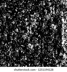 Grunge overlay layer. Abstract black and white vector background. Monochrome vintage surface with dirty pattern in cracks, spots, dots. Old painted wall in dark horror style design
