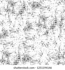 Grunge overlay layer. Abstract black and white vector background. Monochrome vintage surface with dirty pattern in cracks, spots, dots. Old painted wall in dark horror style design