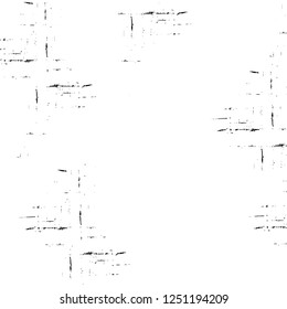 Grunge overlay layer. Abstract black and white vector background. Monochrome vintage surface with dirty pattern in cracks, spots, dots. Old painted wall in dark horror style design