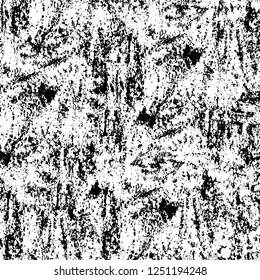 Grunge overlay layer. Abstract black and white vector background. Monochrome vintage surface with dirty pattern in cracks, spots, dots. Old painted wall in dark horror style design