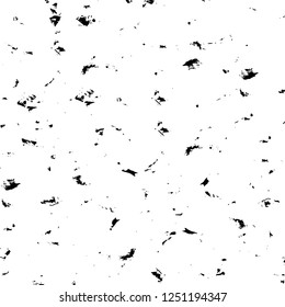 Grunge overlay layer. Abstract black and white vector background. Monochrome vintage surface with dirty pattern in cracks, spots, dots. Old painted wall in dark horror style design