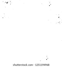 Grunge overlay layer. Abstract black and white vector background. Monochrome vintage surface with dirty pattern in cracks, spots, dots. Old painted wall in dark horror style design
