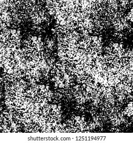 Grunge overlay layer. Abstract black and white vector background. Monochrome vintage surface with dirty pattern in cracks, spots, dots. Old painted wall in dark horror style design
