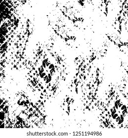 Grunge overlay layer. Abstract black and white vector background. Monochrome vintage surface with dirty pattern in cracks, spots, dots. Old painted wall in dark horror style design