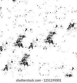 Grunge overlay layer. Abstract black and white vector background. Monochrome vintage surface with dirty pattern in cracks, spots, dots. Old painted wall in dark horror style design