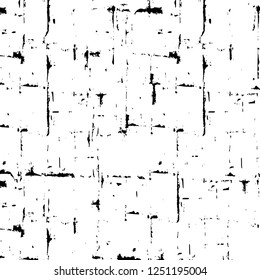 Grunge overlay layer. Abstract black and white vector background. Monochrome vintage surface with dirty pattern in cracks, spots, dots. Old painted wall in dark horror style design