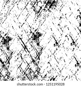 Grunge overlay layer. Abstract black and white vector background. Monochrome vintage surface with dirty pattern in cracks, spots, dots. Old painted wall in dark horror style design