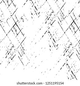 Grunge overlay layer. Abstract black and white vector background. Monochrome vintage surface with dirty pattern in cracks, spots, dots. Old painted wall in dark horror style design