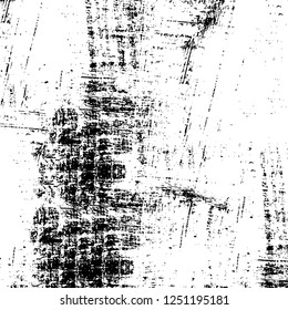 Grunge overlay layer. Abstract black and white vector background. Monochrome vintage surface with dirty pattern in cracks, spots, dots. Old painted wall in dark horror style design