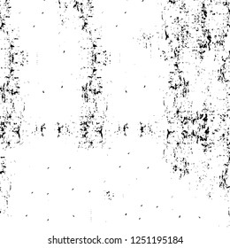 Grunge overlay layer. Abstract black and white vector background. Monochrome vintage surface with dirty pattern in cracks, spots, dots. Old painted wall in dark horror style design