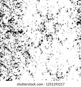 Grunge overlay layer. Abstract black and white vector background. Monochrome vintage surface with dirty pattern in cracks, spots, dots. Old painted wall in dark horror style design