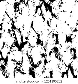 Grunge overlay layer. Abstract black and white vector background. Monochrome vintage surface with dirty pattern in cracks, spots, dots. Old painted wall in dark horror style design