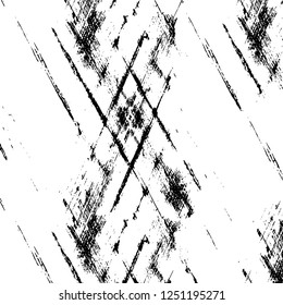 Grunge overlay layer. Abstract black and white vector background. Monochrome vintage surface with dirty pattern in cracks, spots, dots. Old painted wall in dark horror style design
