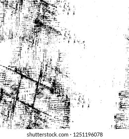 Grunge overlay layer. Abstract black and white vector background. Monochrome vintage surface with dirty pattern in cracks, spots, dots. Old painted wall in dark horror style design