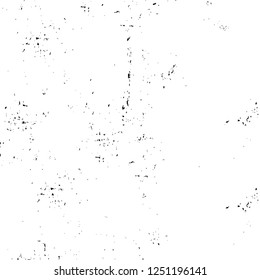 Grunge overlay layer. Abstract black and white vector background. Monochrome vintage surface with dirty pattern in cracks, spots, dots. Old painted wall in dark horror style design