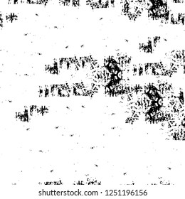 Grunge overlay layer. Abstract black and white vector background. Monochrome vintage surface with dirty pattern in cracks, spots, dots. Old painted wall in dark horror style design