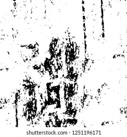 Grunge overlay layer. Abstract black and white vector background. Monochrome vintage surface with dirty pattern in cracks, spots, dots. Old painted wall in dark horror style design