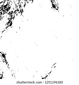Grunge overlay layer. Abstract black and white vector background. Monochrome vintage surface with dirty pattern in cracks, spots, dots. Old painted wall in dark horror style design