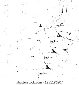 Grunge overlay layer. Abstract black and white vector background. Monochrome vintage surface with dirty pattern in cracks, spots, dots. Old painted wall in dark horror style design