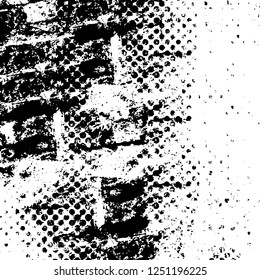 Grunge overlay layer. Abstract black and white vector background. Monochrome vintage surface with dirty pattern in cracks, spots, dots. Old painted wall in dark horror style design