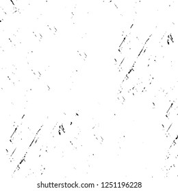Grunge overlay layer. Abstract black and white vector background. Monochrome vintage surface with dirty pattern in cracks, spots, dots. Old painted wall in dark horror style design