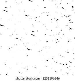 Grunge overlay layer. Abstract black and white vector background. Monochrome vintage surface with dirty pattern in cracks, spots, dots. Old painted wall in dark horror style design