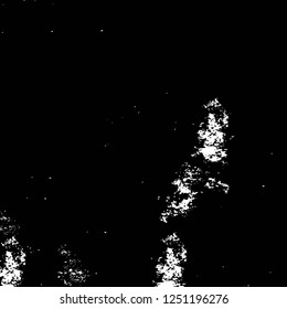 Grunge overlay layer. Abstract black and white vector background. Monochrome vintage surface with dirty pattern in cracks, spots, dots. Old painted wall in dark horror style design