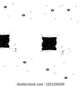 Grunge overlay layer. Abstract black and white vector background. Monochrome vintage surface with dirty pattern in cracks, spots, dots. Old painted wall in dark horror style design