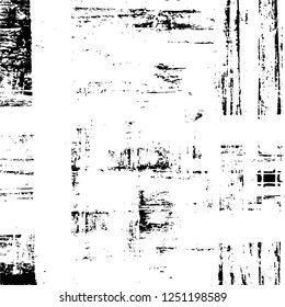 Grunge overlay layer. Abstract black and white vector background. Monochrome vintage surface with dirty pattern in cracks, spots, dots. Old painted wall in dark horror style design