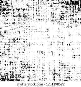 Grunge overlay layer. Abstract black and white vector background. Monochrome vintage surface with dirty pattern in cracks, spots, dots. Old painted wall in dark horror style design