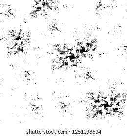 Grunge overlay layer. Abstract black and white vector background. Monochrome vintage surface with dirty pattern in cracks, spots, dots. Old painted wall in dark horror style design