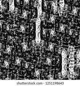Grunge overlay layer. Abstract black and white vector background. Monochrome vintage surface with dirty pattern in cracks, spots, dots. Old painted wall in dark horror style design