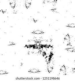 Grunge overlay layer. Abstract black and white vector background. Monochrome vintage surface with dirty pattern in cracks, spots, dots. Old painted wall in dark horror style design