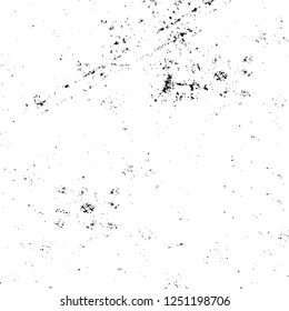 Grunge overlay layer. Abstract black and white vector background. Monochrome vintage surface with dirty pattern in cracks, spots, dots. Old painted wall in dark horror style design