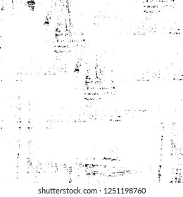 Grunge overlay layer. Abstract black and white vector background. Monochrome vintage surface with dirty pattern in cracks, spots, dots. Old painted wall in dark horror style design