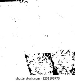 Grunge overlay layer. Abstract black and white vector background. Monochrome vintage surface with dirty pattern in cracks, spots, dots. Old painted wall in dark horror style design