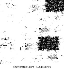 Grunge overlay layer. Abstract black and white vector background. Monochrome vintage surface with dirty pattern in cracks, spots, dots. Old painted wall in dark horror style design