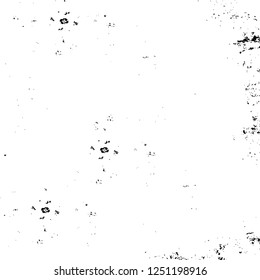 Grunge overlay layer. Abstract black and white vector background. Monochrome vintage surface with dirty pattern in cracks, spots, dots. Old painted wall in dark horror style design