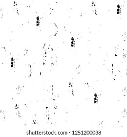 Grunge overlay layer. Abstract black and white vector background. Monochrome vintage surface with dirty pattern in cracks, spots, dots. Old painted wall in dark horror style design