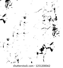 Grunge overlay layer. Abstract black and white vector background. Monochrome vintage surface with dirty pattern in cracks, spots, dots. Old painted wall in dark horror style design