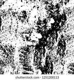 Grunge overlay layer. Abstract black and white vector background. Monochrome vintage surface with dirty pattern in cracks, spots, dots. Old painted wall in dark horror style design