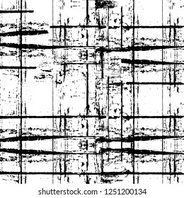 Grunge overlay layer. Abstract black and white vector background. Monochrome vintage surface with dirty pattern in cracks, spots, dots. Old painted wall in dark horror style design