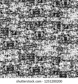 Grunge overlay layer. Abstract black and white vector background. Monochrome vintage surface with dirty pattern in cracks, spots, dots. Old painted wall in dark horror style design