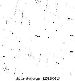 Grunge overlay layer. Abstract black and white vector background. Monochrome vintage surface with dirty pattern in cracks, spots, dots. Old painted wall in dark horror style design