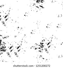 Grunge overlay layer. Abstract black and white vector background. Monochrome vintage surface with dirty pattern in cracks, spots, dots. Old painted wall in dark horror style design
