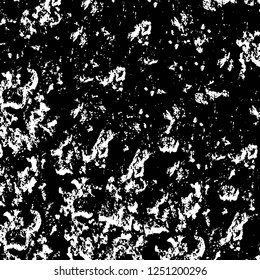 Grunge overlay layer. Abstract black and white vector background. Monochrome vintage surface with dirty pattern in cracks, spots, dots. Old painted wall in dark horror style design