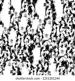 Grunge overlay layer. Abstract black and white vector background. Monochrome vintage surface with dirty pattern in cracks, spots, dots. Old painted wall in dark horror style design